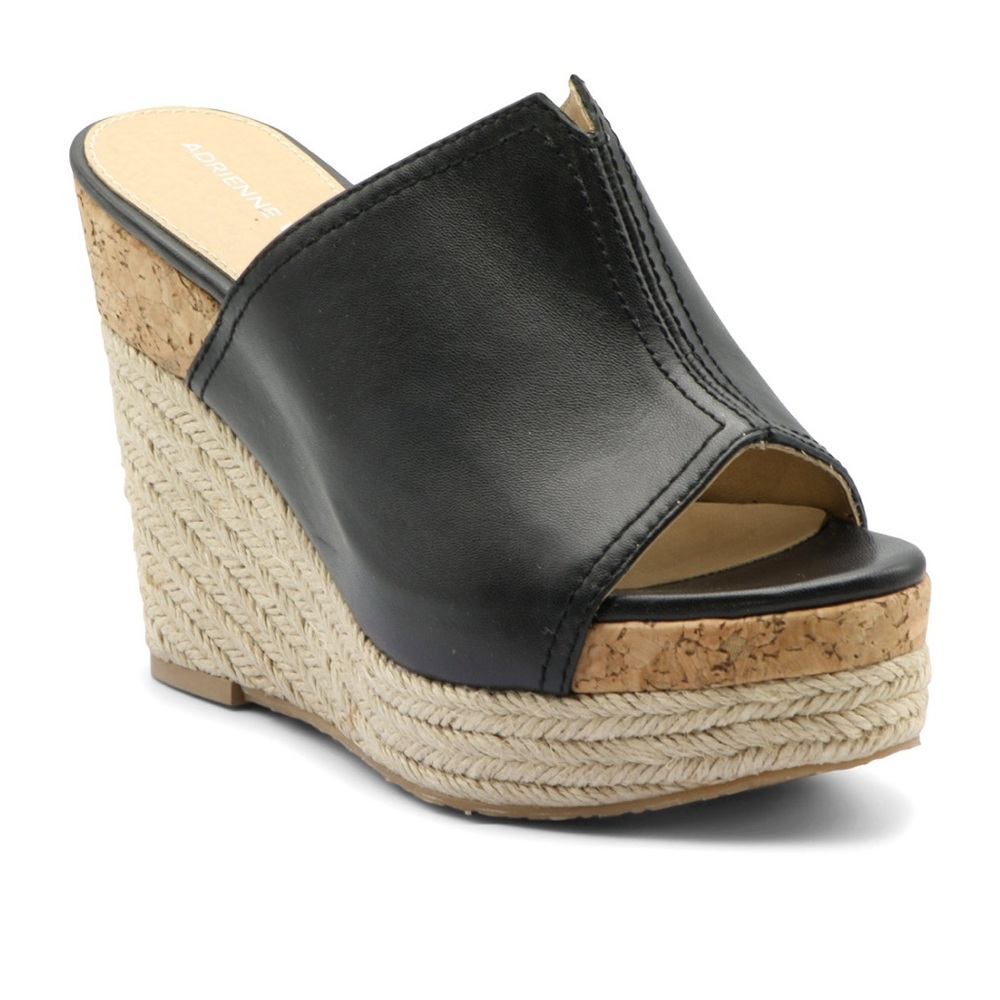 Adrienne Vittadini - Black Cherli Platform Wedge Sandals - 8M